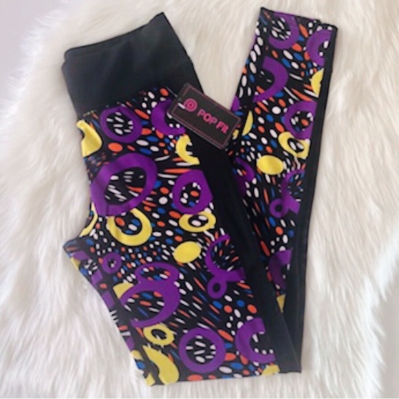 POP Fit Funky Print Mesh Yoga Sport Pant Legging Small - Picture 1 of 5